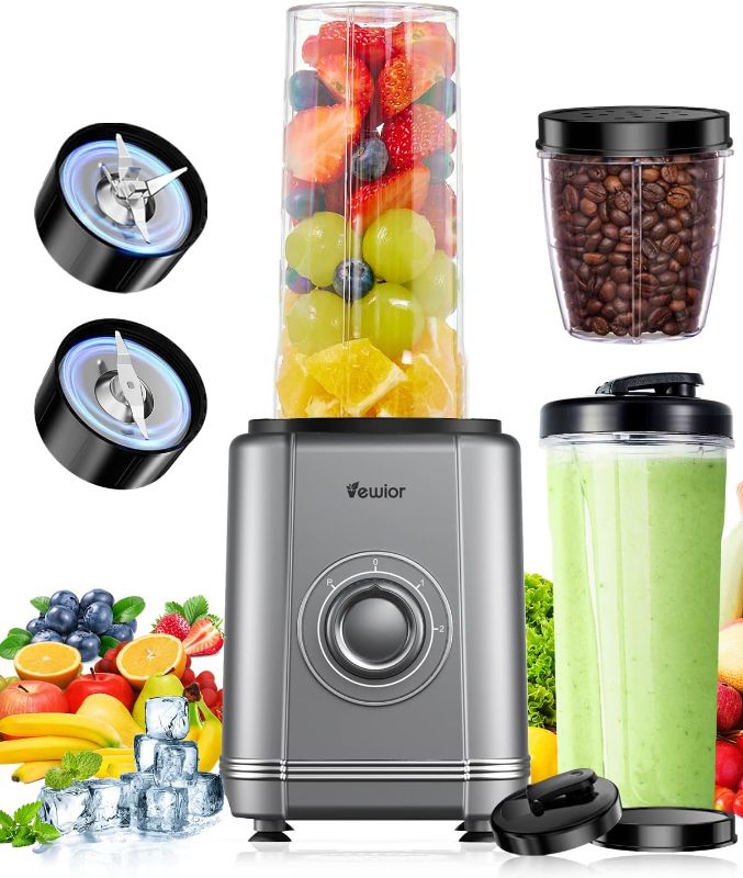 Photo 1 of 1200W Blender for Shakes and Smoothies, VEWIOR Personal Blender with 6-Edge Blade, 23oz*2 BPA Free To-Go Cups, 3 Modes Control, Suitable for Kitchen, Ideal for Frozen Drinks, Sauces
*****USED******** 