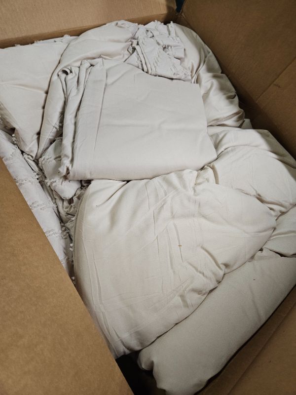 Photo 2 of **Like New**anika Full Size Comforter Set with Sheets Beige - 7 Pieces Bed in a Bag Full Boho Tufted Complete Beddding Sets with Comforter, Sheets, Pillowcases & Shams Full (79"x90") Beige