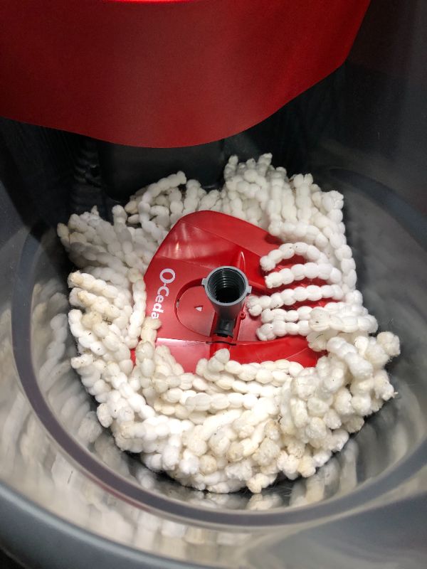 Photo 6 of **GOOD USED**O-Cedar EasyWring Microfiber Spin Mop, Bucket Floor Cleaning System, Red, Gray Spin Mop & Bucket