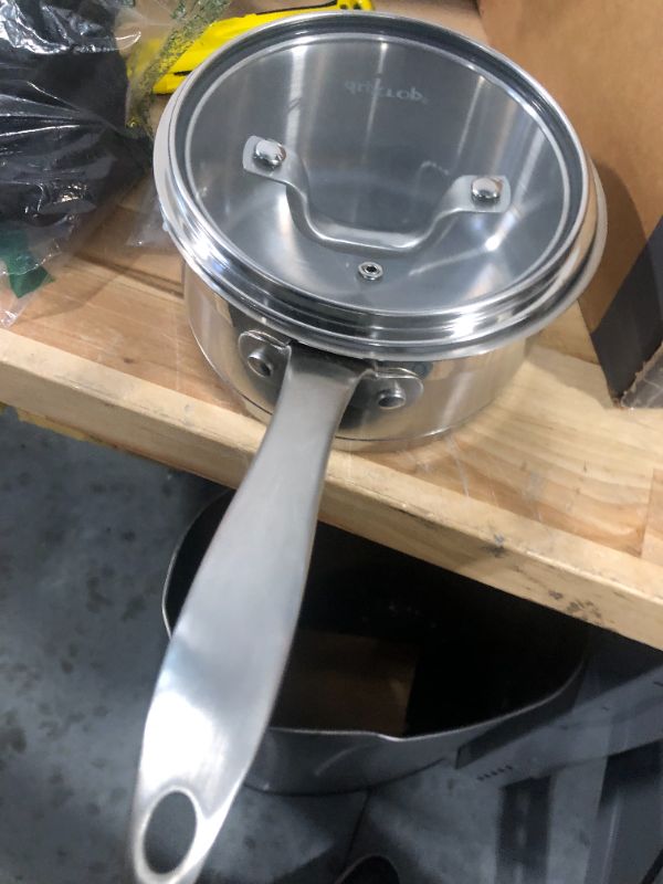 Photo 6 of **ONLY 1 SMALL SAUCE PAN**All-Clad D5 5-Ply Stainless Steel Sauce Pan with Lid 3 Quart Induction Oven Broil Safe 600F Pots and Pans, Cookware 3-quart