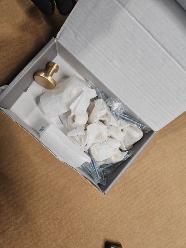 Photo 2 of Amerdeco 10 Pack Brushed Brass Kitchen Cabinet Knobs Single Hole Cabinet Pulls Round Gold Drawer Knobs Dresser Knobs and Pulls for Bathroom Cabinets…
