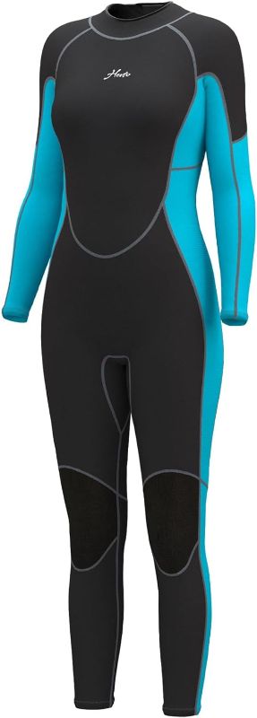 Photo 1 of Hevto Wetsuits 3mm Neoprene Full Suits Long Sleeve Surfing Swimming Diving Swimsuits Keep Warm Back Zip for Water Sports K01-Blue  SIZE 16 