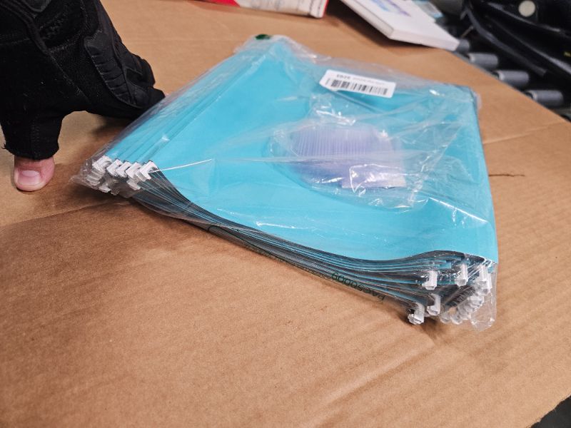 Photo 1 of Amazon Basics Hanging File Folders, Letter Size, Aqua, 25-Pack