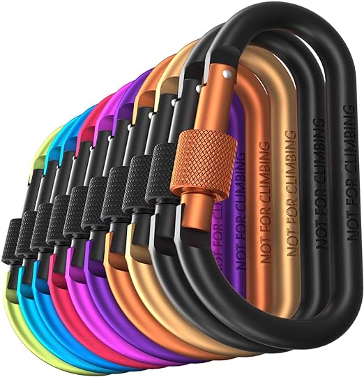 Photo 1 of Carago Carabiner Clips with Screw Gate, 10 Pack Carabiners Hiking Clips with 7.5mm Diameter Aluminum Rod
