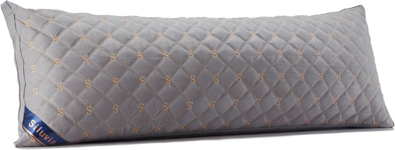 Photo 1 of **LIKE NEW**Siluvia Body Pillow for Adults-Premium Adjustable Loft Quilted- Hypoallergenic Fluffy - Quality Plush - Down Alternative Pillow (Gray-LightGray, 21”x54“)
