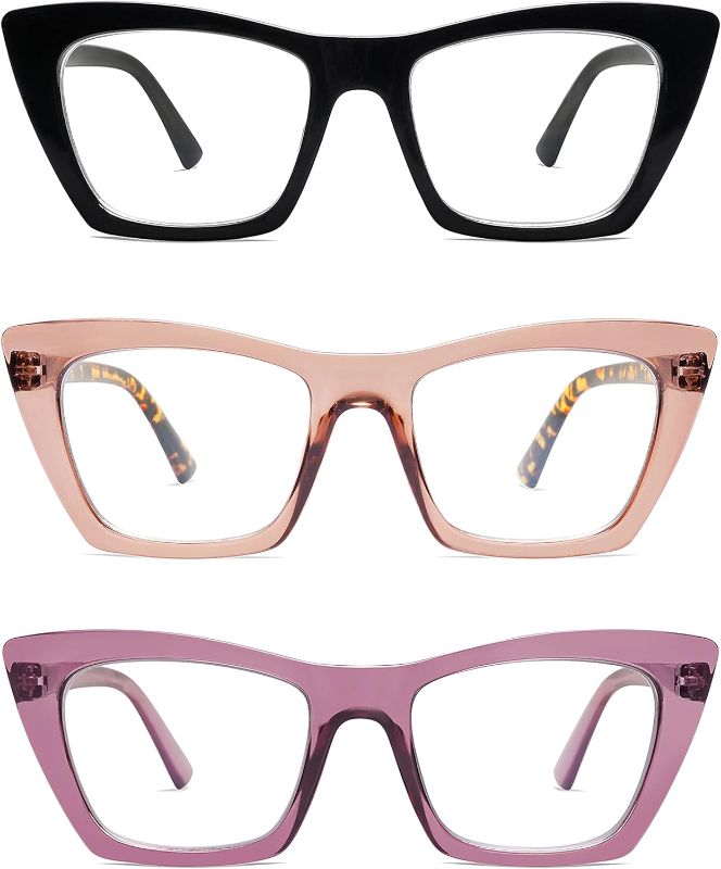 Photo 1 of AMOMOMA Oversized Reading Glasses for Women,Trendy Cat eye Blue Light Computer Reader AM6028