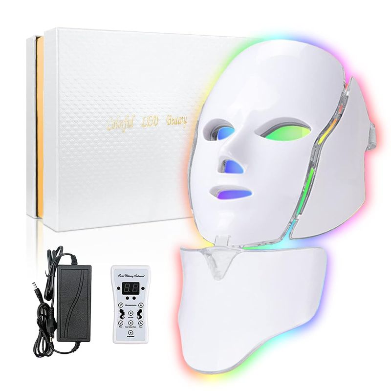 Photo 1 of Blue Red Light Therapy Mask for Face, 7 Colors LED Face Mask Light Therapy, Led Face Mask Light Therapy At Home