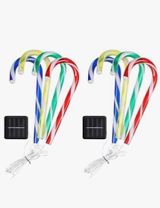 Photo 1 of 2 Sets Christmas Candy Cane Lights Outdoor 