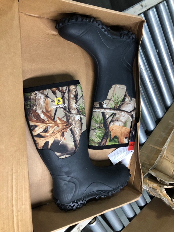 Photo 1 of D DRYCODE Work Boots for Men with Steel Shank, Waterproof Rubber Boots, Warm 6mm Neoprene Anti Slip Durable Rain Boots, Black, Size 5-14 6 Vista