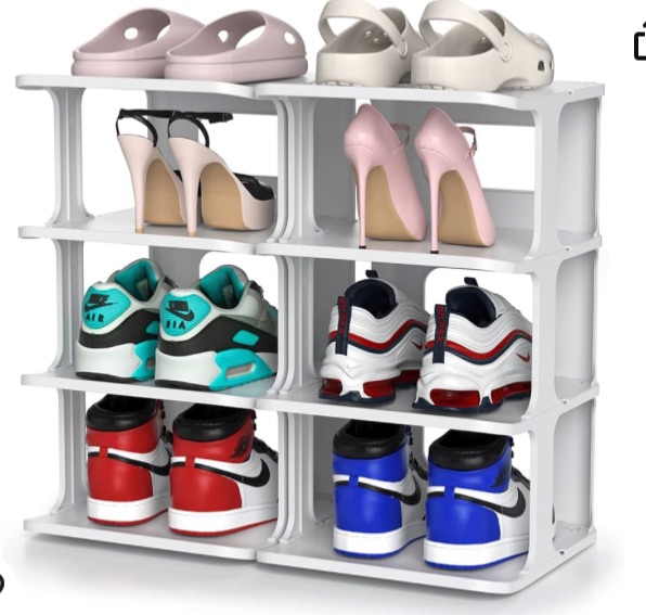 Photo 1 of ZOINLIY Shoe Rack for Bedroom, Plastic Shoe Rack Organizer for Closet, 4 Tiers 2 Columns Shoe Cubby, Free Standing Vertical Shoe Tower for Entryway
