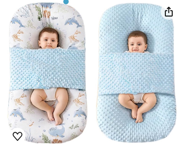 Photo 1 of Baby Lounger - Baby Lounger for Newborn - Baby Lounger Pillow - Soft 100% Cotton - Baby Nest - Infant Lounger - Baby Pillow for Newborn - Newborn Lounger - Bassinet Mattress (Baby Blue)