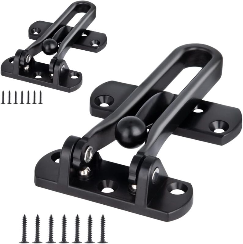 Photo 1 of 2 Pack Swing Bar Lock Black, Heavy Duty Door Lock Security, Sturdy Swing Bar Door Guard for Front Doors, Zinc Alloy