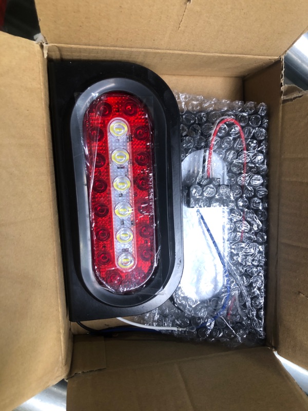 Photo 3 of 6 Inch Oval LED Trailer Lights, Red/White 22LED Trailer Tail Lights with Mounting Bracket Grommets Plugs Trailer Lights LED Kit Waterproof for Utility Trailer 12V