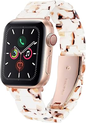 Photo 1 of HOPO Compatible With Apple Watch Band 38mm 40mm 41mm 42mm 44mm 45mm 49mm Thin Light Resin Strap Bracelet With Stainless Steel Buckle Replacement For iWatch Series SE Series 9 8 7 Ultra 6 5 4 3 2 1 for Women Men