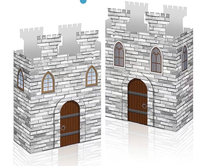 Photo 1 of 12 Pcs Castle Favor Boxes Medieval Party Decorations Favors boxes Cardboard Castle Knight Princess Party Supplies DIY Candy Treat Box for Birthday Baby Shower Party Table Decorations