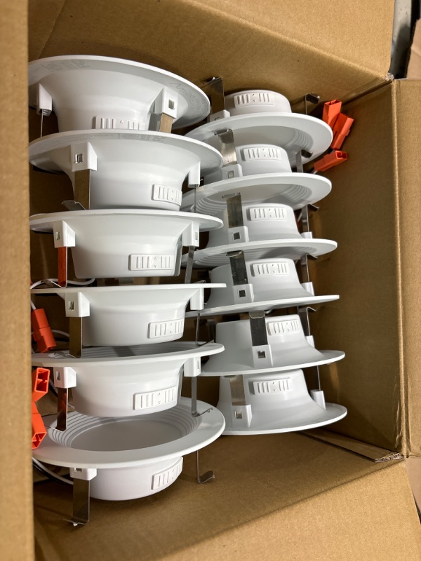 View 3 of Amico 12 Pack 4 inch LED Can Lights, Retrofit Recessed Lighting, Baffle Trim, Dimmable, 9W=60W, 650LM, 5CCT- 2700/3000/4000/5000/6000K Selectable- IC & Damp Rated, ETL & FCC Certified 2700K/3000K/4000K/5000K/6000K-5CCT 4 Inch