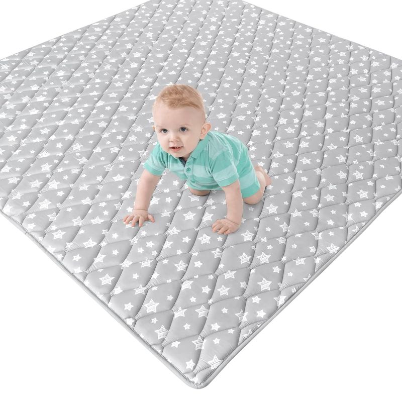 Photo 1 of Baby Play Mat 50" X 50" Fit for TODALE Baby Playpen, Premium Foam Mat Non-Slip Cushioned Baby Playpen Mat for Playing, Grey Star
