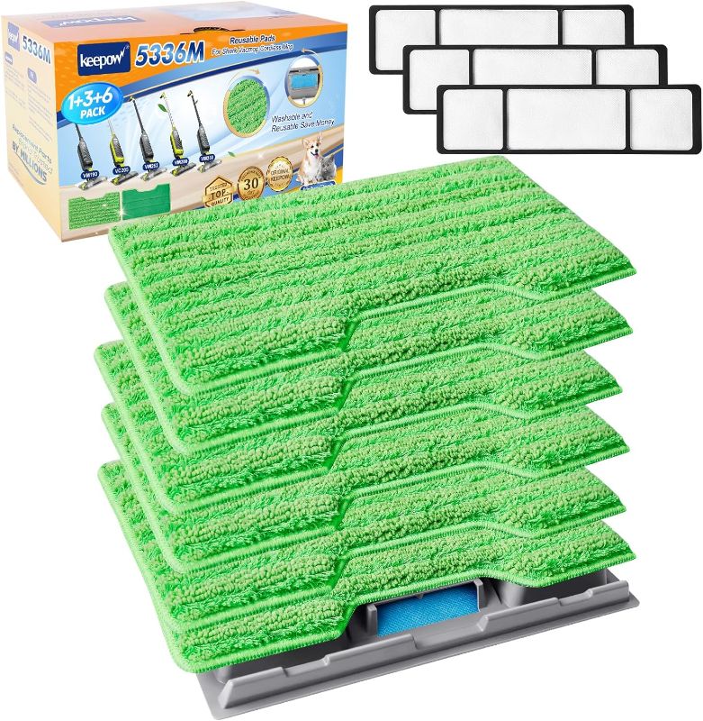 Photo 1 of KEEPOW Reusable Vacmop Replacement Pads Compatible with Shark Vac Mop VM252 VM200 VC205 VM250 /QM250 VM190 VM200P12, Washable Vacuum Mop Pad Refills, Upgraded Design of Dirt Chamber (1+3+6 Pads)
