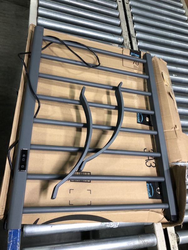 Photo 1 of DELAVIN 8 Bar Timer/Temperature Control Towel Warmer, Heated Towel Warmer Racks for Bathroom, Mild Steel Fast Heating Polished Towel Drying Rack, Plug-in/Hardwired, Matte Gray Matte Gray 8-bar