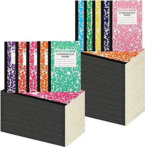 Photo 1 of Fainne 100 Pack A5 Composition Notebooks Bulk Wide Ruled Composition Notebook College Ruled Composition Notebooks Marble Covers Composition Notebook for Student Classroom Office Supplies, 10 Colors