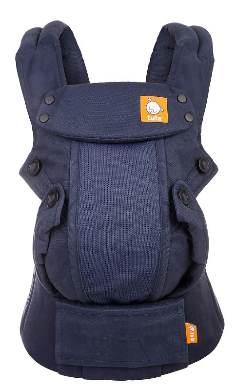 Photo 1 of Baby Tula Coast Explore Mesh Baby Carrier 7 – 45 lb, Adjustable Newborn to Toddler Carrier, Multiple Ergonomic Positions Front and Back, Breathable – Coast Indigo, Navy Blue
