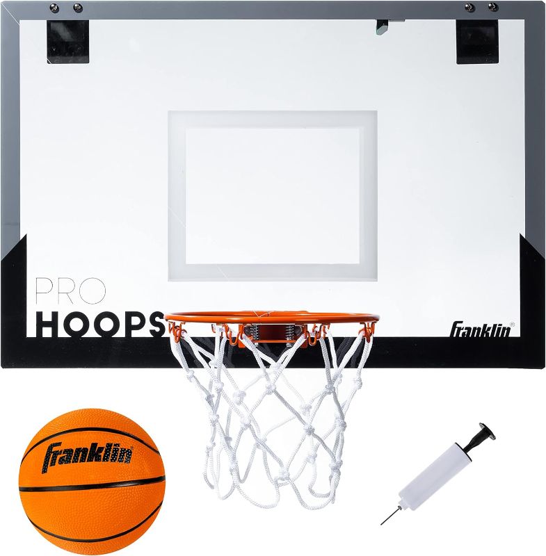 Photo 1 of Franklin Sports Mini Basketball Hoops - Kids Indoor Over The Door Mini Hoop + Basketball Sets - Perfect Game Accessory for Bedroom + Office.
*damaged box*
