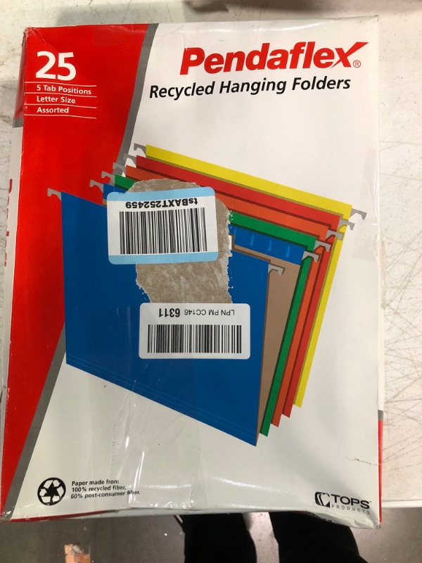 Photo 3 of Pendaflex Hanging File Folders, Letter Size, Assorted Colors, 1/5-Cut Adjustable Tabs, 25 Per Box (81663) Assorted Colors Letter Folders