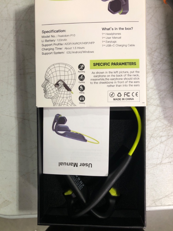 Photo 2 of Bone Conduction Headphones, Headphones Wireless Bluetooth, Waterproof Noise Canceling Open Ear Headphones with Microphone for Running, Cycling and Fitness