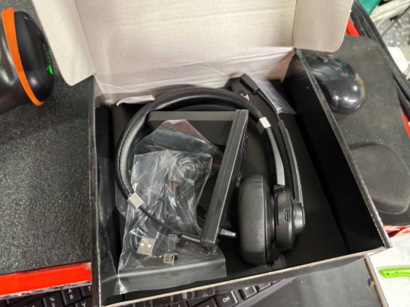 Photo 2 of Wireless Headset, Bluetooth Headset, Trucker Headset, Wireless Headphones with Microphone, Bluetooth Headset with Microphone Charging Dock/USB Dongle, with Mute for Skype, Drivers, Zoom, Office