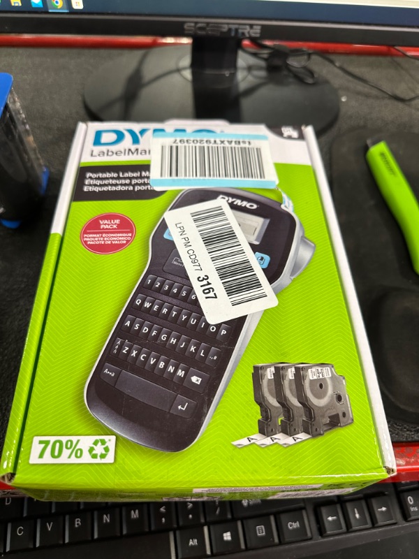 Photo 2 of DYMO LabelManager 160 Portable Label Maker Bundle, Easy-to-Use, One-Touch Smart Keys, QWERTY Keyboard, Large Display, For Home & Office Organization, Includes 3 D1 label cassettes Machine + 3 Tapes