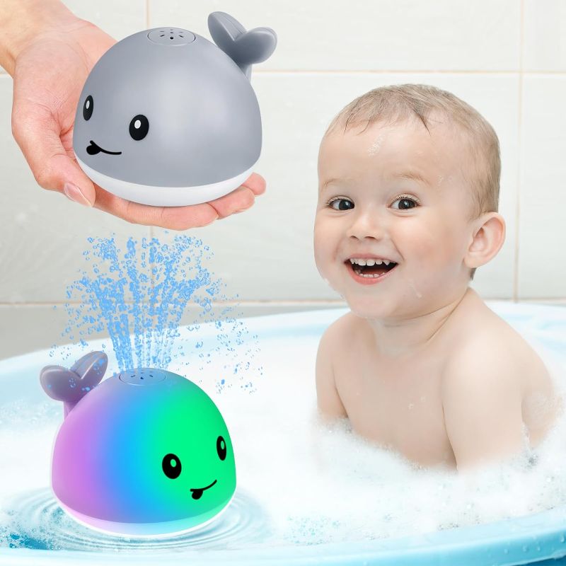 Photo 1 of Gigilli Baby Whale Bath Toy, USB Rechargeable Bath Fountain Toy 6-12 12-18 Months, Light Up Bath Toys Sprinkler, Spray Water Pool Bathtub Toys for Toddlers 1-3 2-4 Infant Kid Baby 2 3 4 5 Shower Gifts