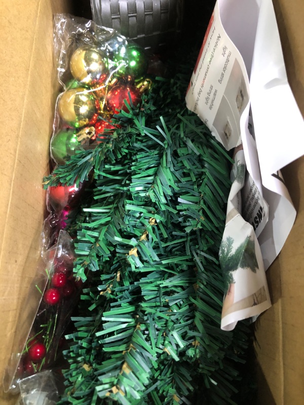 Photo 1 of 24 Inch Tabletop Christmas Tree, Artificial Mini Xmas Pine Tree with LED String Lights and Ornaments,Christmas Decoration Tree Decor