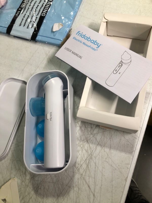 Photo 1 of FridaBaby Electric NoseFrida | USB Rechargeable Nasal Aspirator with Different Levels of Suction by Frida Baby ****USED**** BOX IS DAMAGED*** 