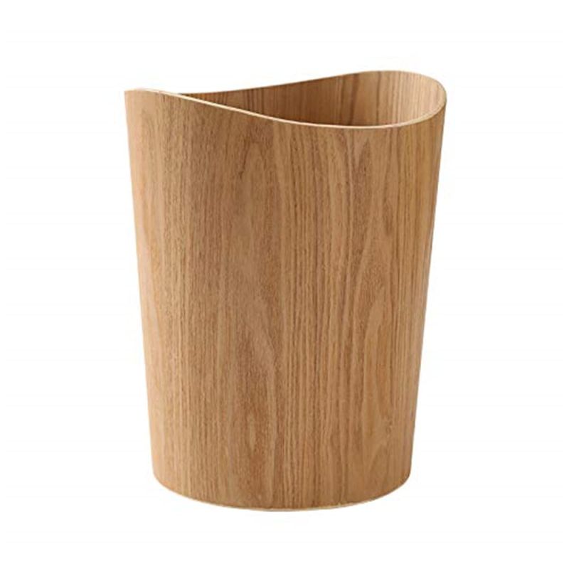 Photo 1 of 2.3 Gallons Wood Trash Can Wastebasket for Home or Office, Japanese-style natural wood Round Wastebasket, Lightweight, Sturdy for Under Desk, Kitchen, Bedroom, Den, Hotel, or Kids Room (Light Wood-A)