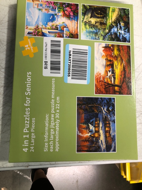 Photo 1 of 4 Packs 24 Large Piece Puzzle for Seniors - Dementia Puzzles for Elderly Adults,Alzheimer’s Puzzles Memory Cognitive Games for Elderly Seniors with 4 Storage Bags