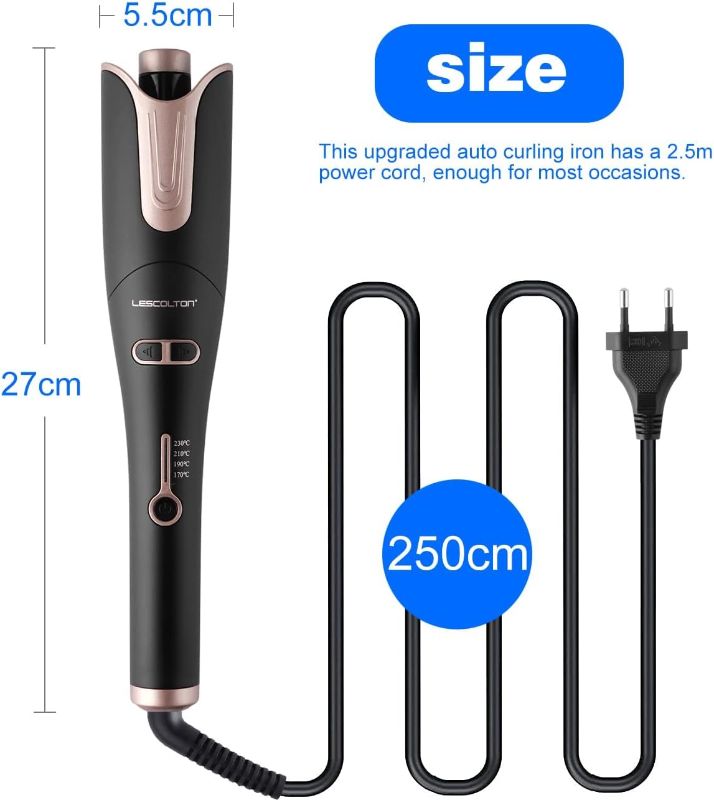 Photo 1 of  Automatic Hair Curling Iron, LESCOLTON Rotating Curlers Iron with 1" Large Barrel Curls, Auto Hair Curler Wand with 4 Temp & Dual Voltage, Anti-Scald, Auto Shut-Off Spin Iron (Black