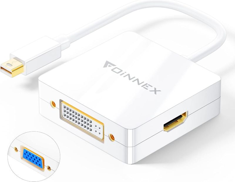 Photo 1 of FOINNEX Mini DP to HDMI VGA DVI Adapter, 4K Resolution, Compact, Portable
