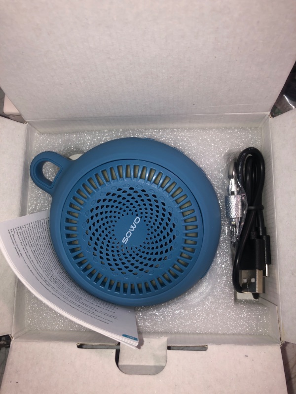 Photo 2 of Bluetooth Shower Speaker Waterproof - Small Portable Speaker Wireless with Louder Volume and Powerful Bass - Colorful Lights and 10H Playtime - Lightweight with Carabiner and TWS - Blue