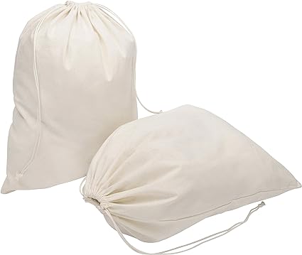 Photo 1 of 100 Percent Cotton Muslin Drawstring Bags 6/12/24 Pack For Storage Pantry Gifts Shoes 7 x 9 inch - 12 pack Beige