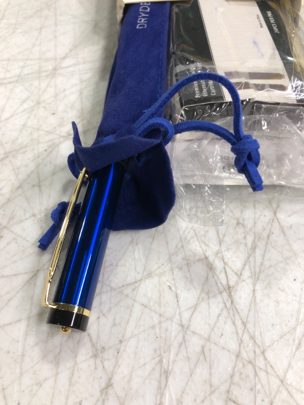 Photo 2 of Dryden Designs Fountain Pen - Medium Nib | Includes 24 Ink Cartridges (12 Black 12 Blue) and Ink Refill Converter | Calligraphy Pen, Consistent Writing, Smooth Flow - Blue