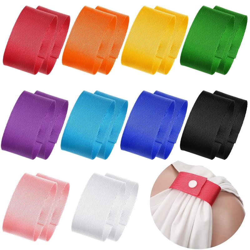 Photo 1 of 10 Pairs Sports Softball Sleeve Straps Shirt Sleeve Ties Solid Color Sleeve Holders Gymnastics Sleeve Clips Soccer Sleeve Straps for Shirts, 10 Colors