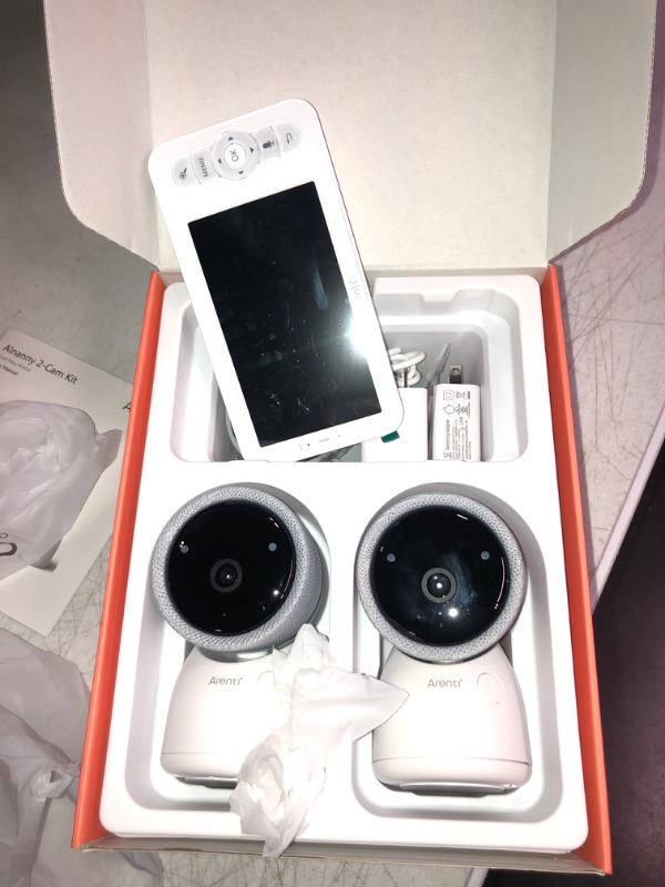 Photo 1 of ARENTI Split-Screen Video Baby Monitor, Audio Monitor with Two 2K UHD WiFi Cameras,5" Color 720P Display,Night Vision,Cry Detection,Motion Detection,Temp&Humidity Sensor,Two Way Talk,App Control