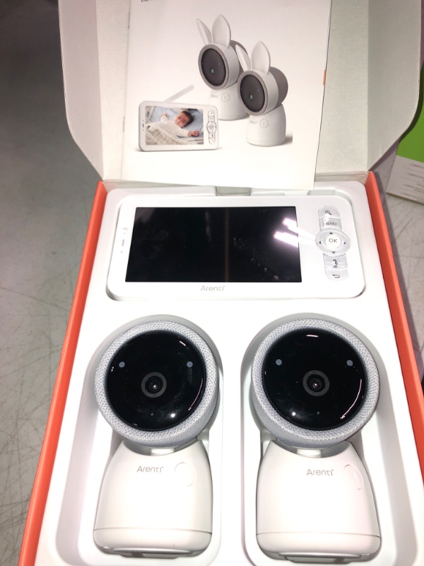 Photo 2 of ARENTI Split-Screen Video Baby Monitor, Audio Monitor with Two 2K UHD WiFi Cameras,5" Color 720P Display,Night Vision,Cry Detection,Motion Detection,Temp&Humidity Sensor,Two Way Talk,App Control