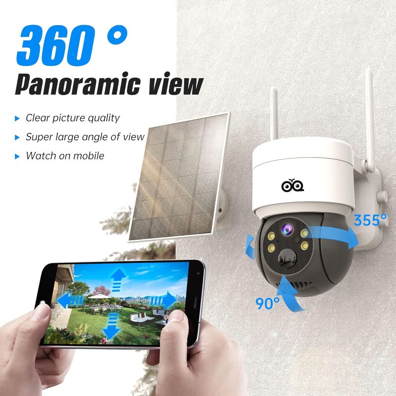Photo 1 of XVIM 1080P Pan/Tilt Wireless Solar Camera Security Outdoor, 2.4GHZ WiFi Rechargeable Battery Home Security Camera with Full Color Night Vision, PIR Human Detection & 2-Way Audio