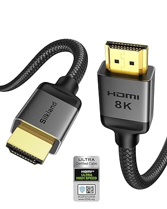 Photo 1 of Silkland Short 10K 8K HDMI 2.1 Cable 1.5ft, (Nylon Soft Braid) Certified Ultra High Speed HDMI Cord [8K@60Hz, 4K@120Hz 144Hz] 48Gbps, HDR, eARC, HDCP 2.2&2.3,Compatible for PS5/Xbox/Roku TV