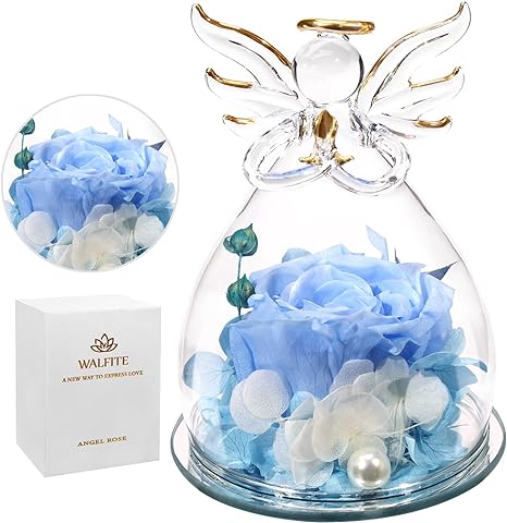 Photo 1 of WALFITE Mother's Day Rose Angel Gifts for Mum, Wife, Angel Forever Rose Gifts for Women, Cute and Romantic I Love You Anniversary Birthday Gifts for Girlfriends(Sky Blue Angels)