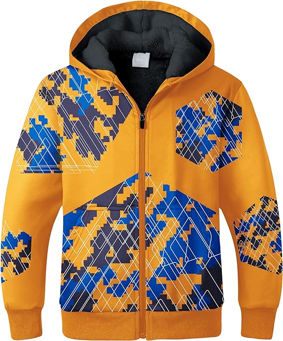 Photo 1 of SWISSWELL Boys Hoodie Sherpa Fleece Lined Jacket Soft Warm Zipper Sweatshirt Outerwear Size S