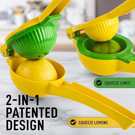 Photo 1 of Zulay Kitchen Metal 2-in-1 Lemon Squeezer - Sturdy Max Extraction Hand Juicer Lemon Squeezer Gets Every Last Drop - Easy to Clean Manual Citrus Juicer - Easy-Use Lemon Juicer Squeezer - Yellow/Green