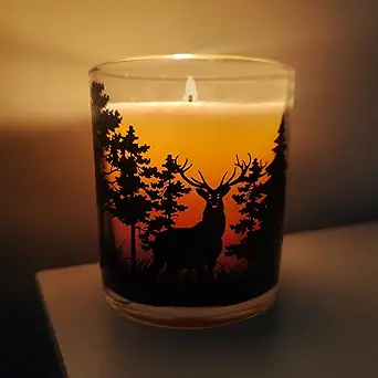Photo 1 of Scented Candles Gifts for Him/Her?Stress Relief Relax Gifts for Women/Men?Lavender Candle Soy Wax Aromatherapy Candles ?7.5 Oz Candle with Tree Deer Decal?Forest Landscape Shadow Glass Jar Candle