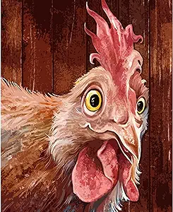 Photo 1 of Tucocoo Red Rooster DIY Paint by Numbers for Adults Funny Farm Animal DIY Digital Oil Painting Framhouse Chicken Painting Kits Canvas Acrylic Paint Funny Fram Room Decor 16x20 Inch ?Without Frame ?